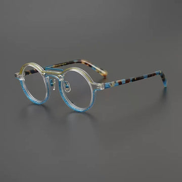 Abudy Vintage Round Acetate Glasses Frame Round Frames Southood Gold Blue